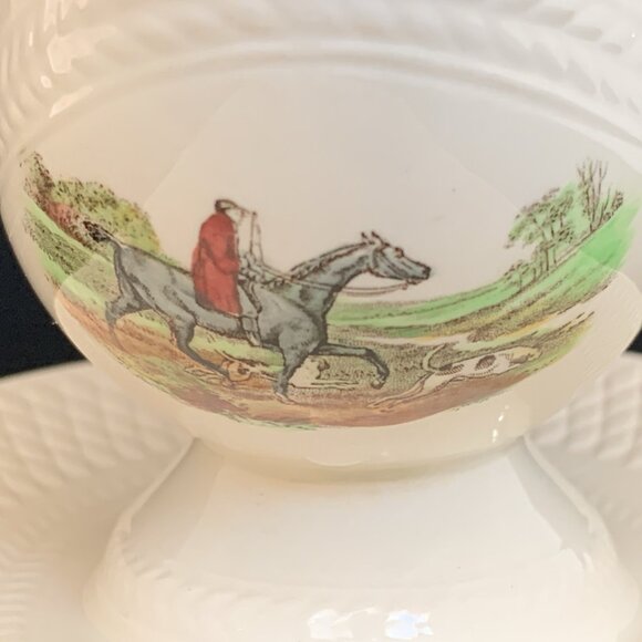 Spode Porcelain Gravy Boat w/ Attached Underplate J.F. Herring "The Huntsman" - Picture 3 of 13